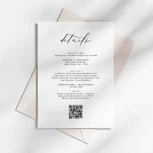 Moderne elegante kalligraphische Hochzeitdetails Begleitkarte
