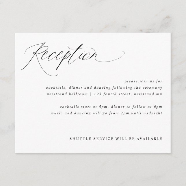 Moderne elegante kalligraphische Hochzeitskarte Begleitkarte (Vorderseite)