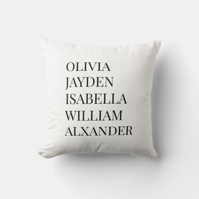 Moderne Elegante Kinder nennen Personalisierte Fam Kissen (Vorderseite)