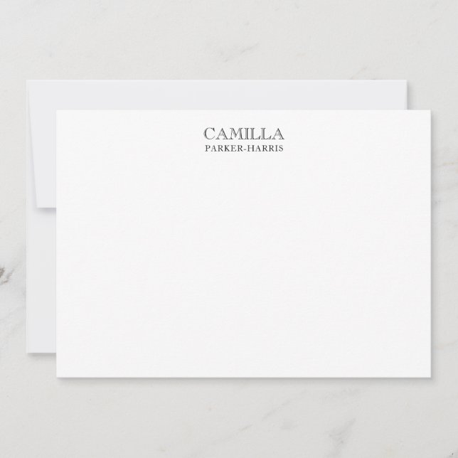 Moderne Elegante Klassik Black Personal Stationery Mitteilungskarte (Vorderseite)