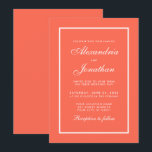 Moderne, elegante Korallen und weiße Hochzeiten Ei Einladung<br><div class="desc">Moderne elegante,  aber einfache Hochzeitskoralle und weiße Einladungskarte</div>