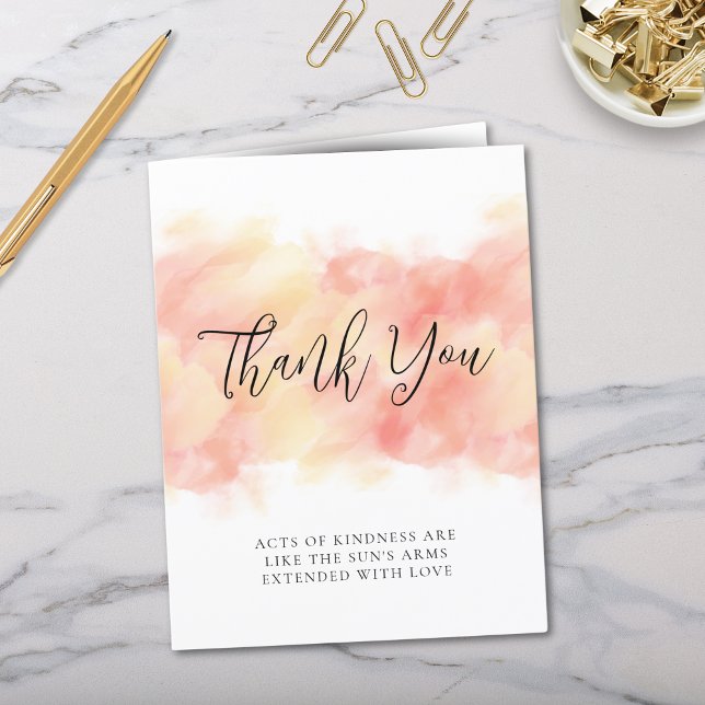 Moderne elegante Korallenpfirsichpfirsichkarten Dankeskarte (Elegant Modern Personalized Thank You Card for personal sationery set or birthday thank you cards)
