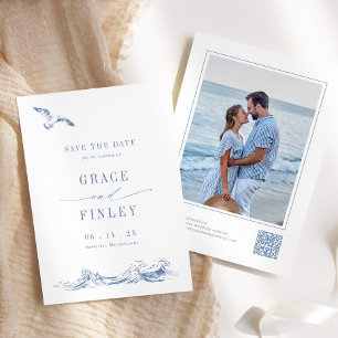 Moderne elegante Küsten-Chic-Hochzeitsfotos in Bla Save The Date