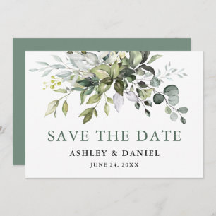 Moderne elegante Landschaft Grün Wasserfarben Save The Date