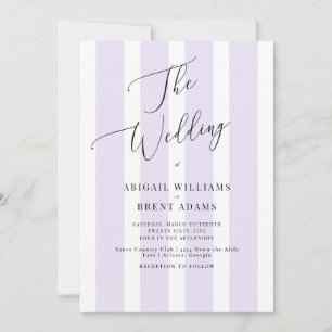 Moderne & Elegante Lavendel-Streifen-Hochzeit Einladung