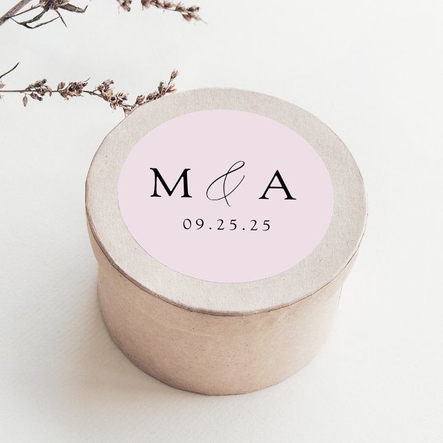 Moderne elegante Lavender Monogram Wedding Runder Aufkleber (Von Creator hochgeladen)