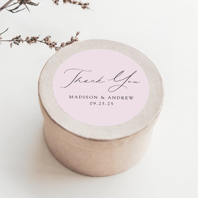 Moderne elegante Lavender Wedding Vielen Dank Runder Aufkleber (Von Creator hochgeladen)