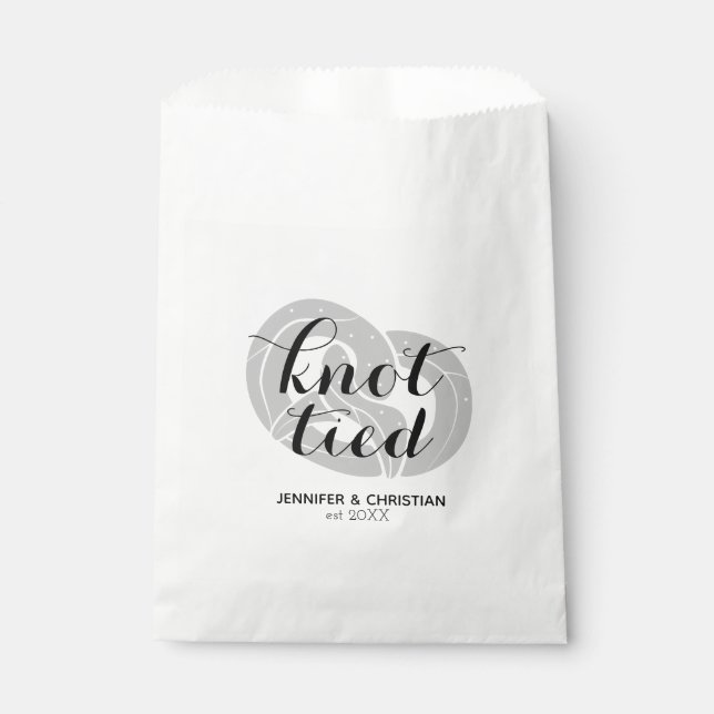 Moderne, elegante Leckerei Knot Tied Pretzel Hochz Geschenktütchen (Vorderseite)