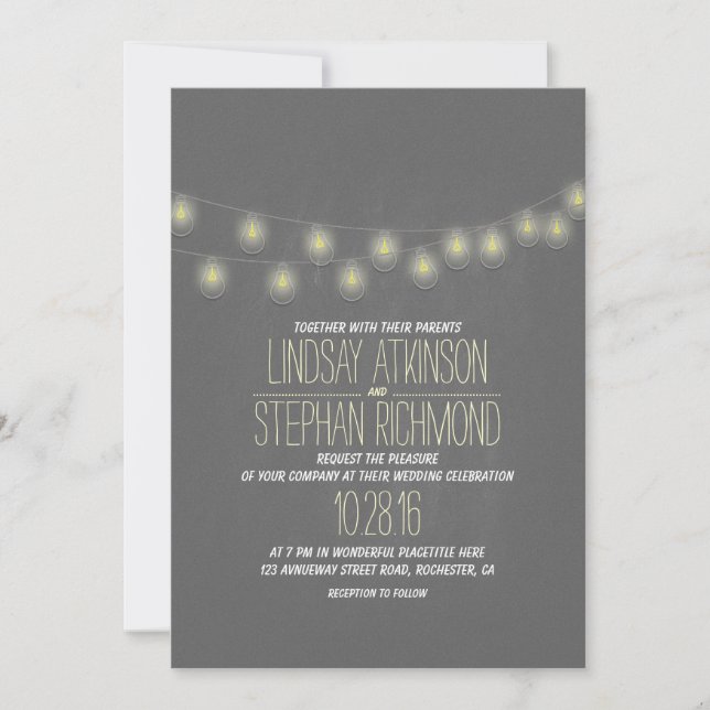 Moderne, elegante Lichter für Hochzeiten Einladung (Vorderseite)