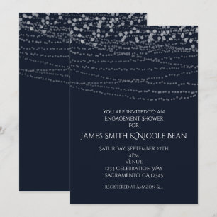 Moderne Elegante Lichterfolge Blaue Feier Einladung