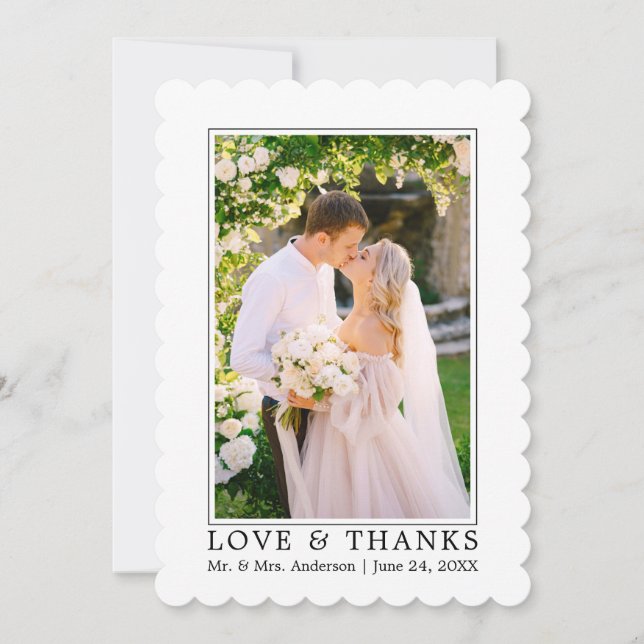 Moderne, elegante Liebe dank Hochzeitsskalon des F Dankeskarte (Vorderseite)
