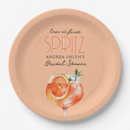 Moderne Elegante Liebe im First Spritz Brautparty Pappteller