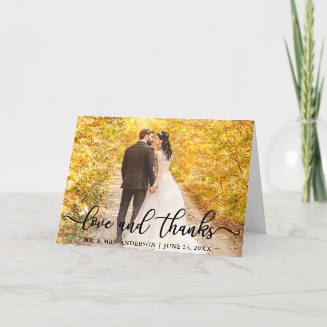 Moderne Elegante Liebe und Dank | Hochzeitsfalte Karte (Vorderseite)