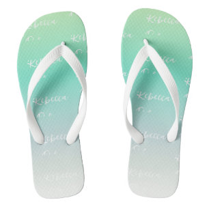 Moderne Elegante Light Blue Türkise Ombre Custom Flip Flops