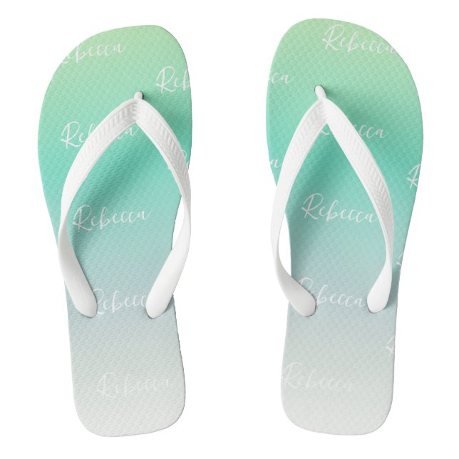 Moderne Elegante Light Blue Türkise Ombre Custom Flip Flops (Fußbett)