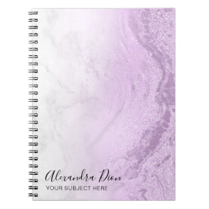 Moderne, elegante lila Glitzer Marmor Make-up Kün Notizblock