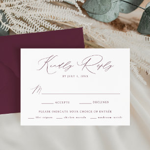 Moderne elegante lila Mahlzeiten-Auswahl Hochzeit RSVP Karte