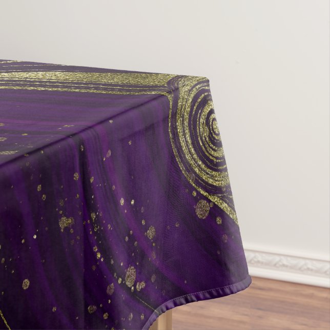 Moderne Elegante Lila und goldene Marmorbäume   Tischdecke (Beispiel)