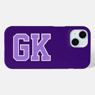 Moderne Elegante Lila Weiße Monogramm Anfangsbuchs Case-Mate iPhone Hülle
