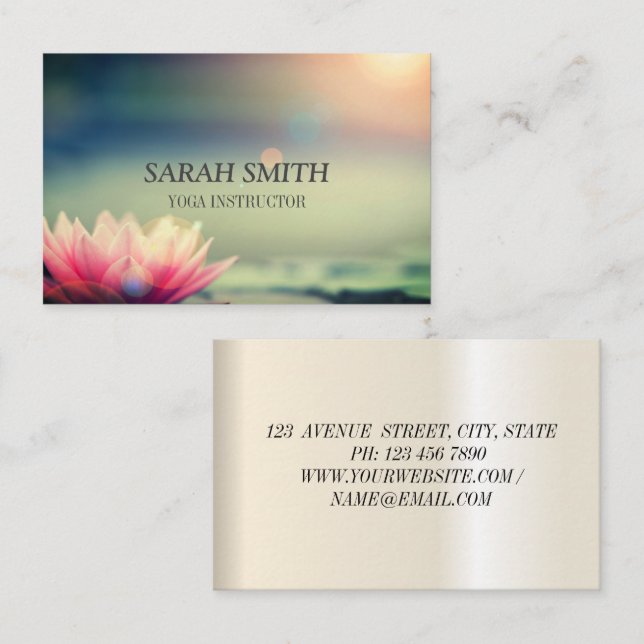 Moderne elegante Lotus Blume Business Card Visitenkarte (Vorne/Hinten)