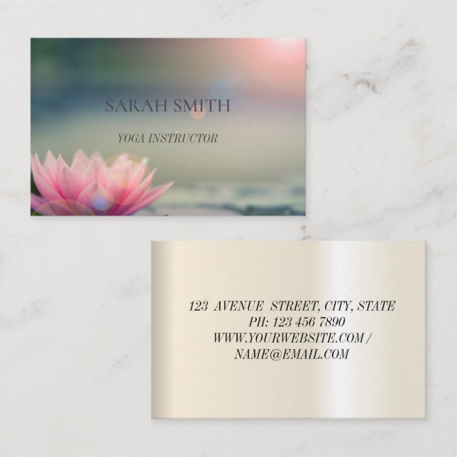 Moderne elegante Lotus Blume Business Card Visitenkarte (Vorne/Hinten)
