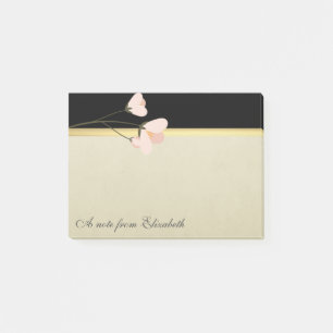 Moderne elegante Mädchenhaft, Schwarz, Creme, Blum Post-it Klebezettel