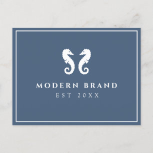 Moderne Elegante Maritime Seepferdchen Küstenmarke Postkarte