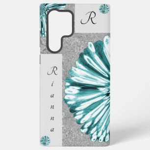 Moderne elegante marmorierte Diamant-Blume Türkis Samsung Galaxy Hülle
