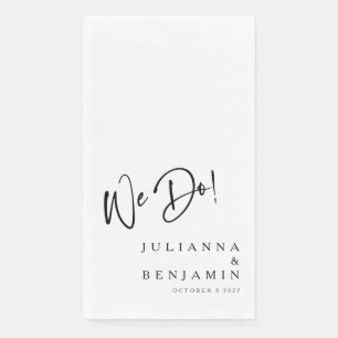 Moderne, elegante, maßgeschneiderte Hochzeitsweiße Serviette