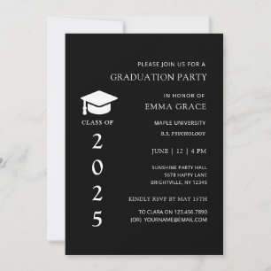 Moderne elegante Minimal Black Graduation Party Einladung