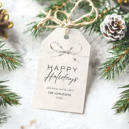 Moderne Elegante Minimal Bow Happy Holidays Famili Geschenkanhänger