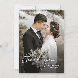 Moderne Elegante Minimal Chic 2 Fotos Hochzeit Dankeskarte