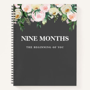Moderne elegante minimale Blumen Schwangerschaft G Notizbuch