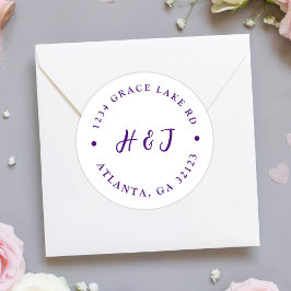 Moderne Elegante Minimale Hochzeit-Rücksendeadress Runder Aufkleber