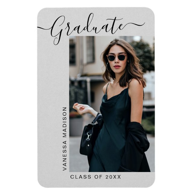 Moderne elegante Minimalistische Foto Grad Ankündi Magnet (Vertikal)