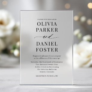 Moderne elegante minimalistische Hochzeit Acryleinladungen