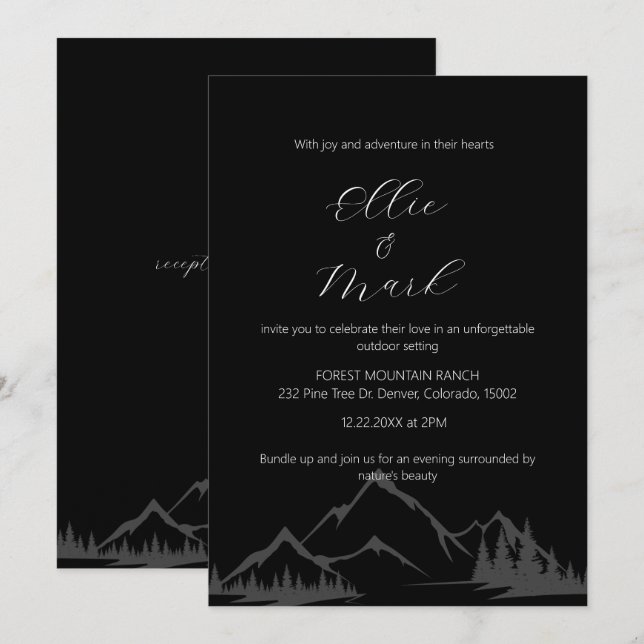 Moderne elegante Minimalistische Hochzeit Einladung (Vorne/Hinten)
