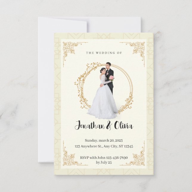 Moderne, elegante Minimalistische Hochzeit Einladung (Vorderseite)