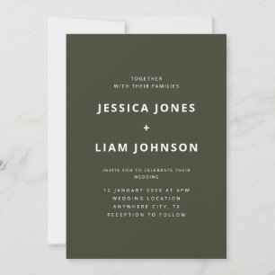 Moderne Elegante Minimalistische Hochzeit Olivenwe Einladung