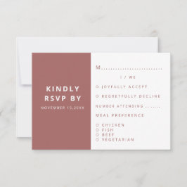Moderne, elegante Minimalistische Hochzeit RSVP Karte