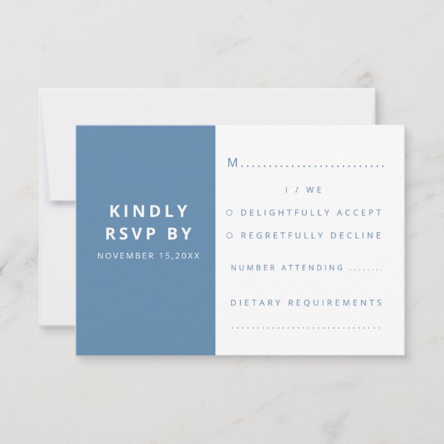 Moderne Elegante Minimalistische Hochzeit von Dust RSVP Karte (Vorderseite)