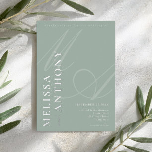 Moderne, elegante Minimalistische Silver and Sage Folieneinladung