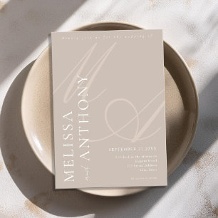 Moderne Elegante Minimalistische Taupe Hochzeit Einladung