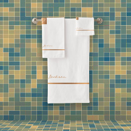 Moderne, elegante, mit Monogramm Streifen in weiße Badhandtuch Set