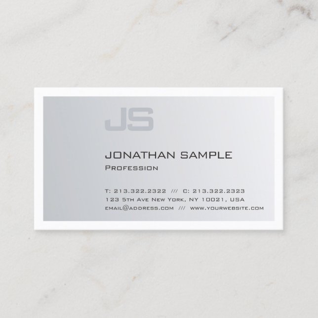 Moderne Elegante Mit Monogramm Trendy Silver Schli Visitenkarte (Vorderseite)