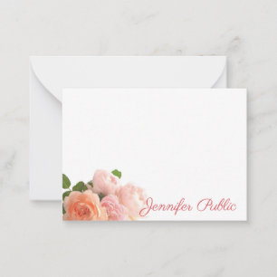 Moderne Elegante Mitteilungskarten Script Rose