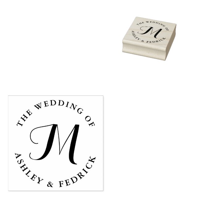 Moderne, elegante Mongram Bride Groom Wedding Gummistempel (Stempel)