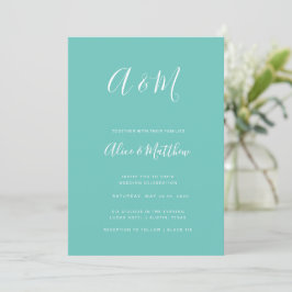 Moderne, elegante Mongram Mint Wedding Einladung
