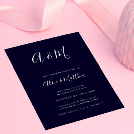 Moderne elegante Mongram Navy White Wedding Einladung
