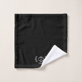 Moderne, elegante Monogram, erster Schwarz-Weiß-Ch Badhandtuch Set